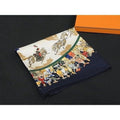 Hermes Cirque Molier Carre 90 Silk Large Scarf Navy Multicolor