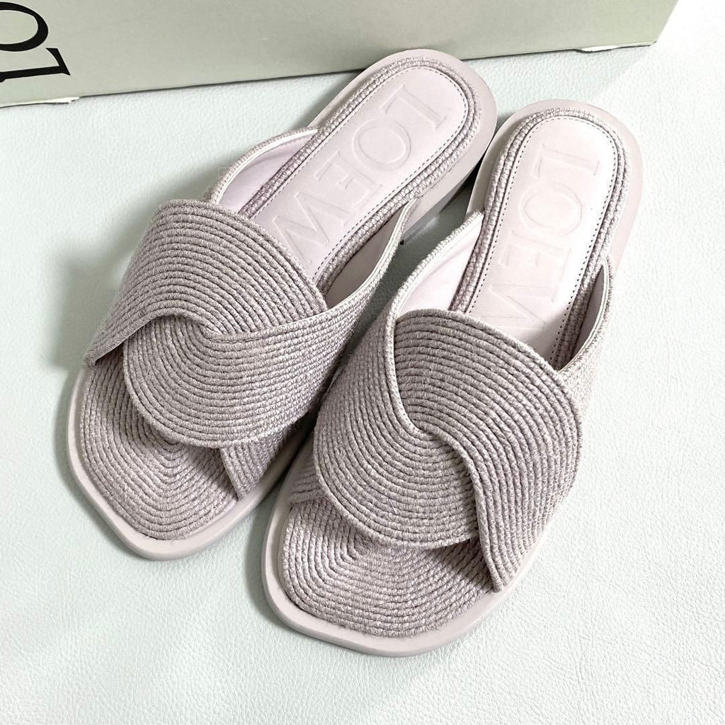 Loewe Slide Sandals Jute 36 Lavender
