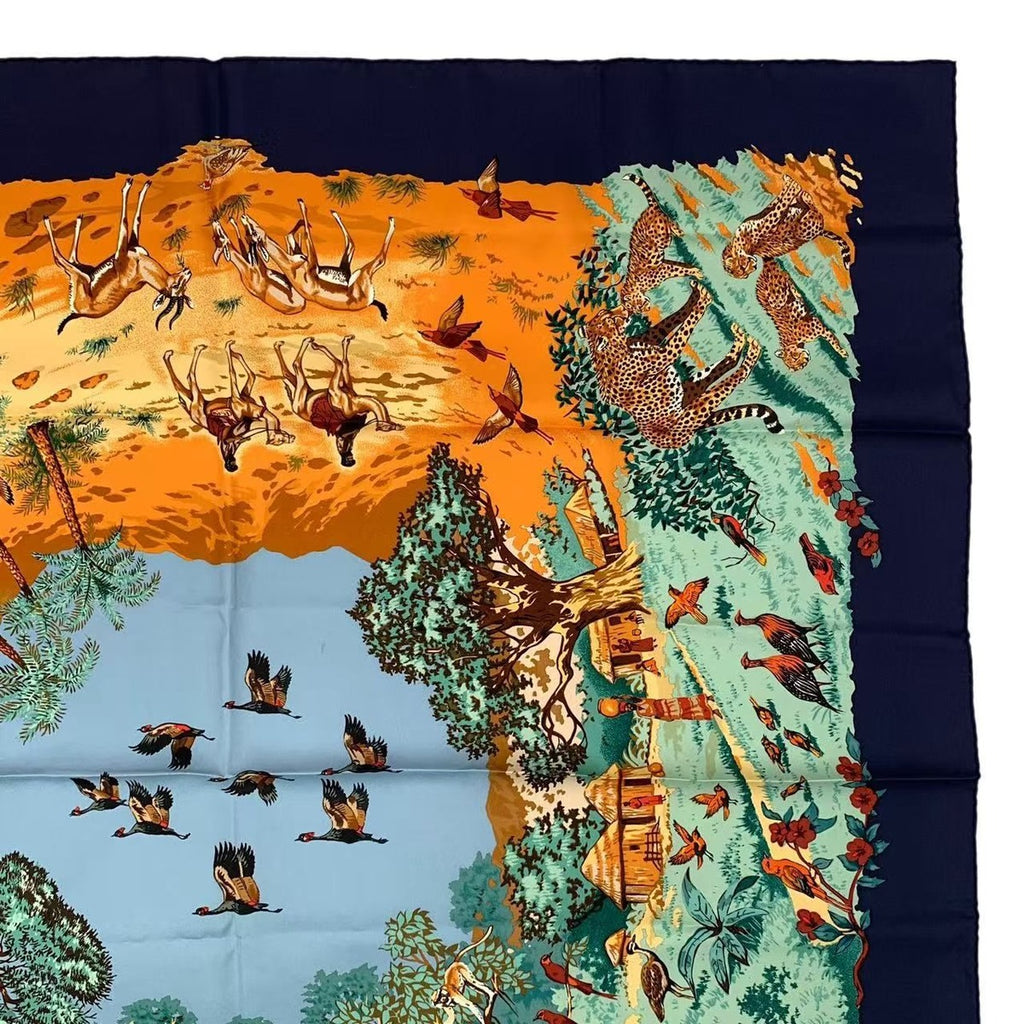 Hermes Scarf Carre 90 Africa Navy — view 4