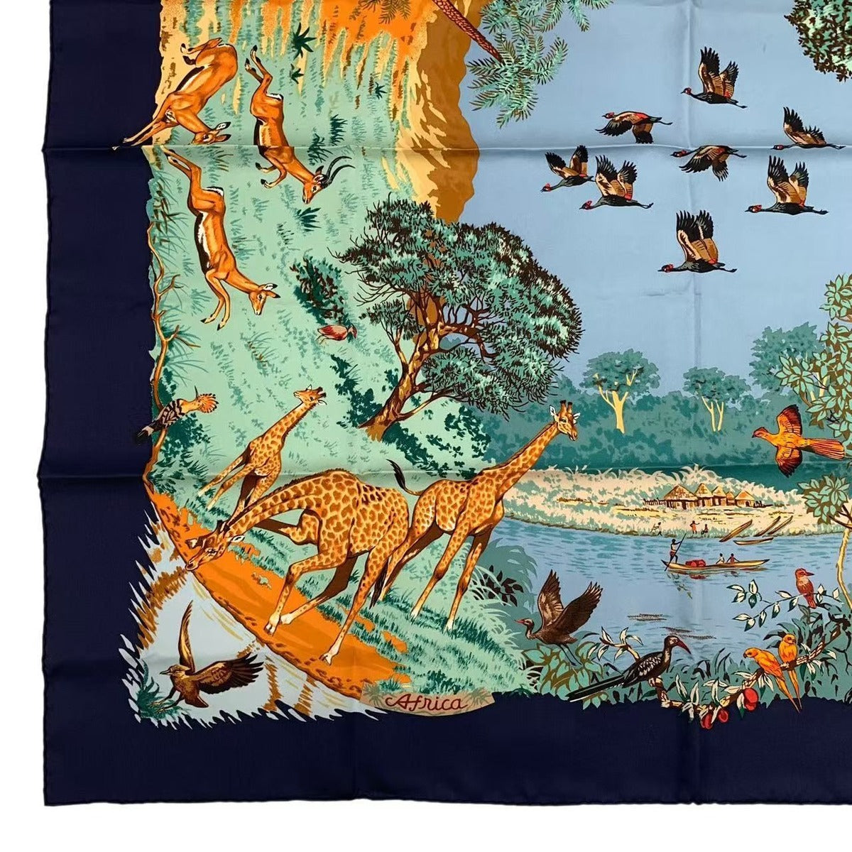 Hermes Scarf Carre 90 Africa Navy — view 5