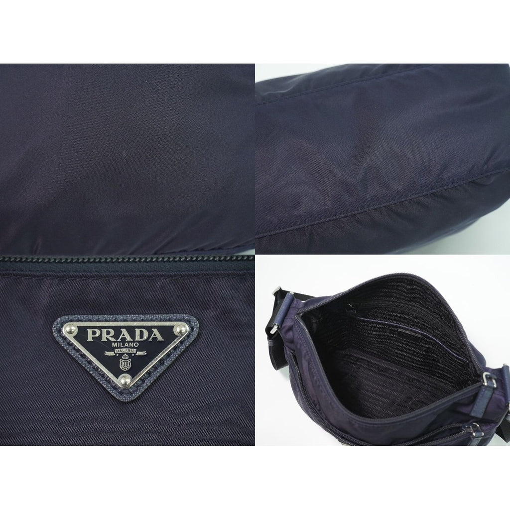 Prada Nylon Shoulder Bag Pochette Navy — view 7
