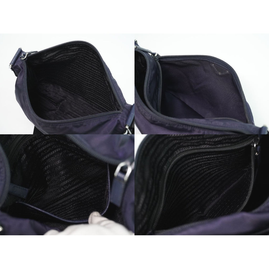 Prada Nylon Shoulder Bag Pochette Navy — view 8