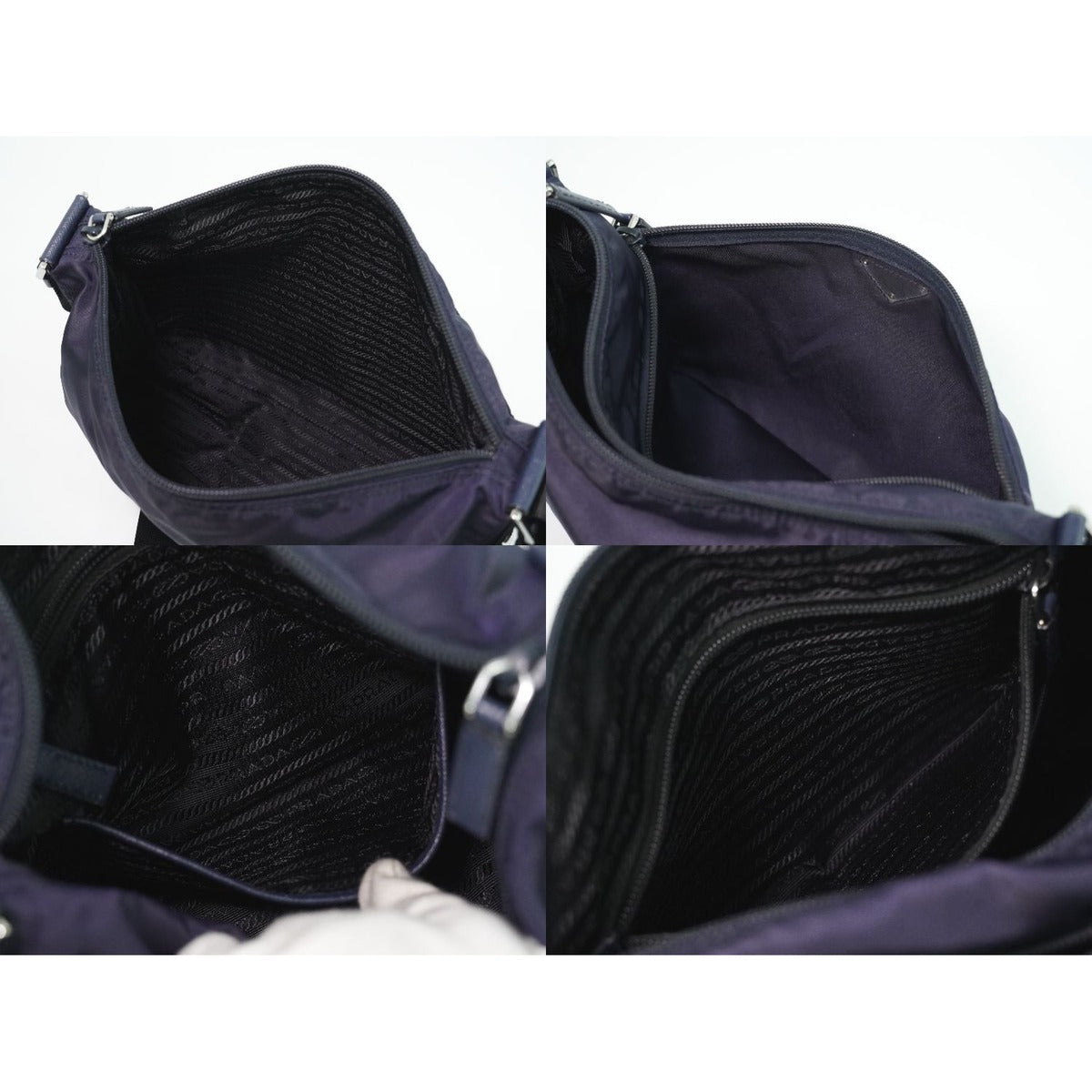 Prada Nylon Shoulder Bag Pochette Navy — view 8