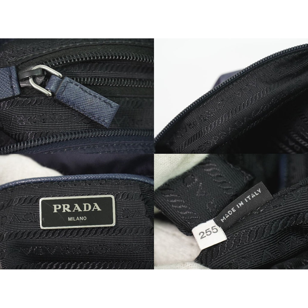 Prada Nylon Shoulder Bag Pochette Navy — view 9