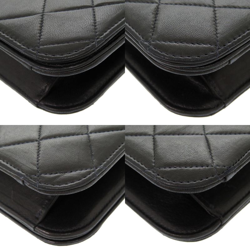 Chanel Quilted Lambskin Black Gold Chain Shoulder Bag — view 4