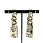 Chanel Earrings Gold Coco Mark Chain Rhinestone — view 2