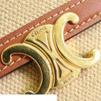 Celine Small Flap Wallet Natural Tan Canvas Calfskin Triomphe Trifold — view 4