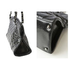Chanel Tote Bag Chain Vintage Patent Leather Quilted Stitching Black — view 3