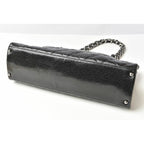 Chanel Tote Bag Chain Vintage Patent Leather Quilted Stitching Black — view 7
