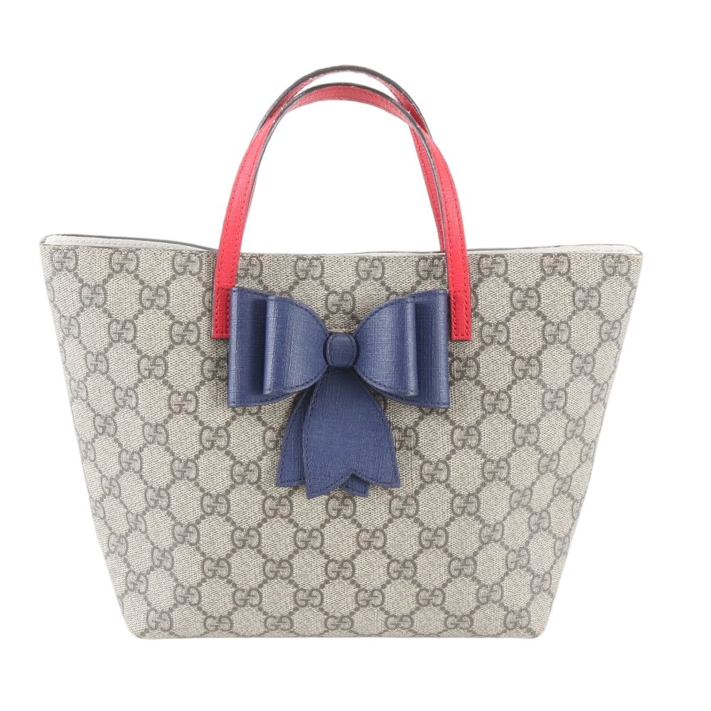 Gucci GG Supreme Ribbon Motif Leather Handbag Tote