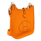 Hermes Shoulder Bag Evelyne TPM Taurillon Clemence Orange Silver — view 2