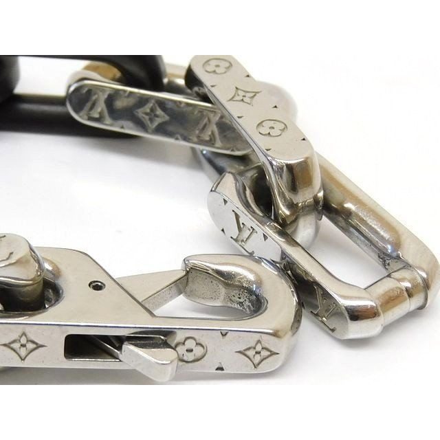 Louis Vuitton Bracelet Monogram Chain L 22.5 cm Silver Black Color 8C — view 2