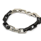 Louis Vuitton Bracelet Monogram Chain L 22.5 cm Silver Black Color 8C