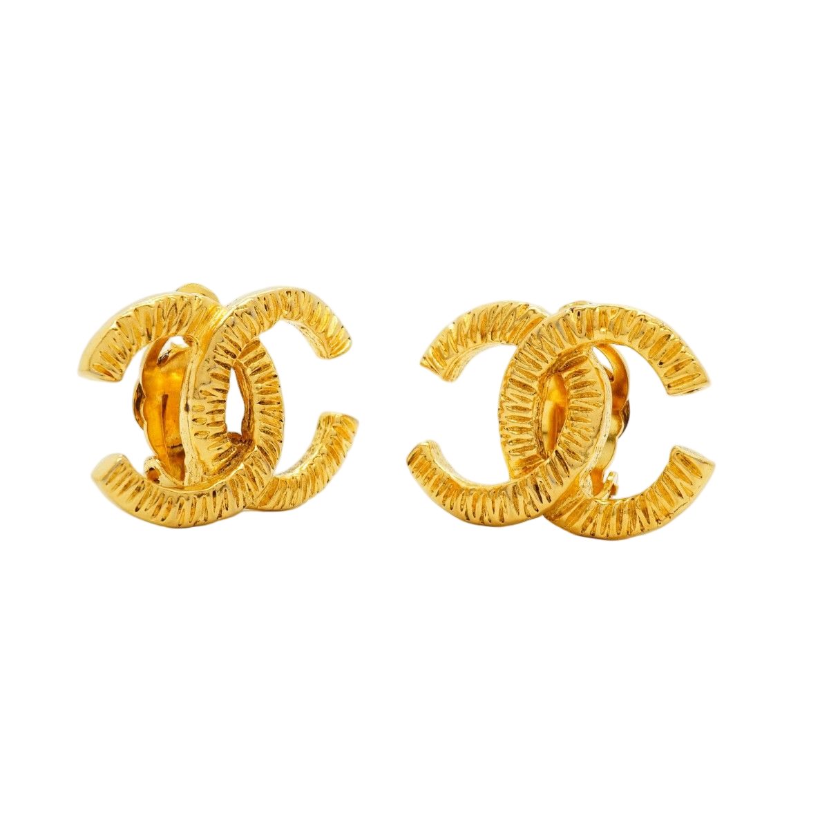 Chanel Earrings Vintage CC Logo Gold Plated — view 2
