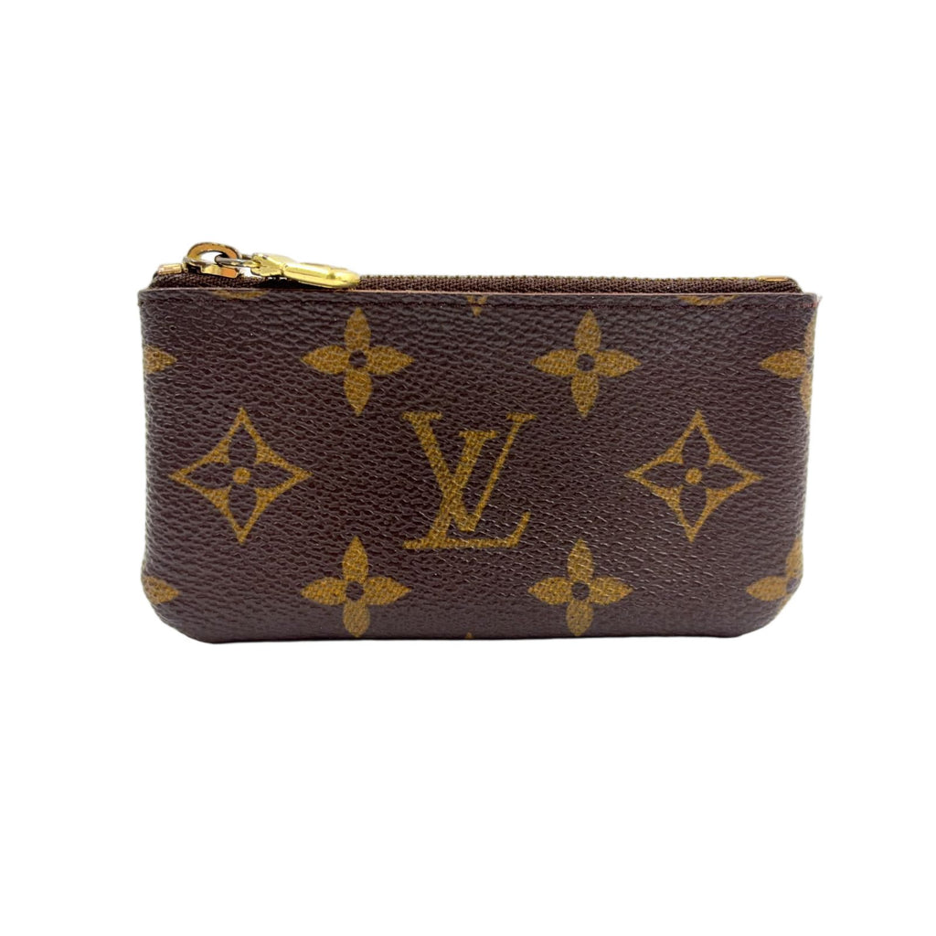 Louis Vuitton Pochette Cles Monogram Leather Brown Coin Case Gold