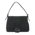 Fendi Zucchino Mamma Bucket Shoulder Bag Canvas Black Silver