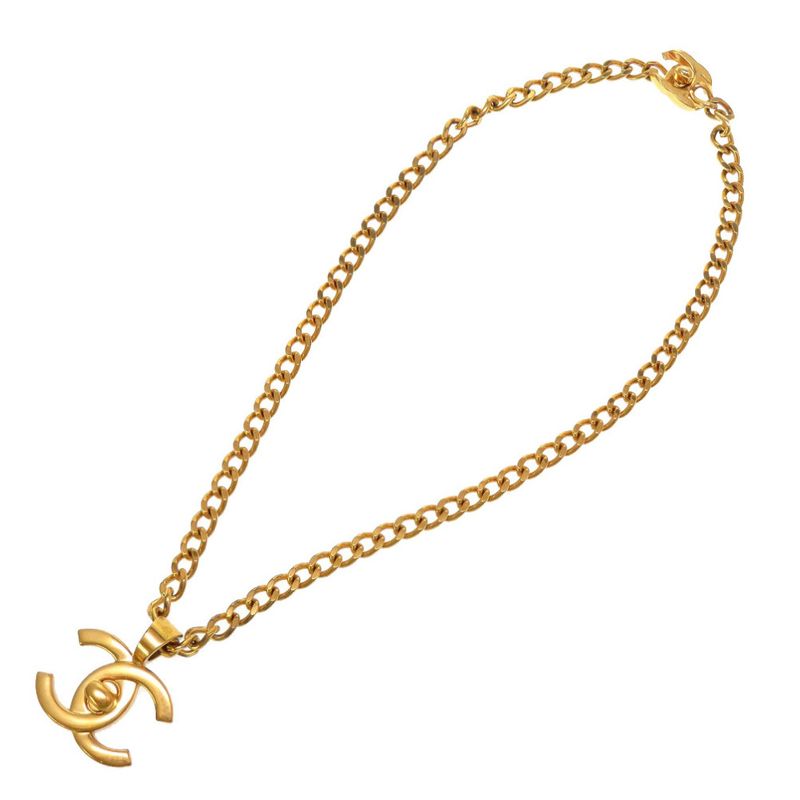 Chanel Turnlock Coco Mark 97 P Vintage Gold Chain Necklace Accessories 0200 — view 4