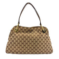 Gucci Eclipse GG Canvas Leather Brown Tote Gold