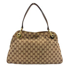 Gucci Eclipse GG Canvas Leather Brown Tote Gold