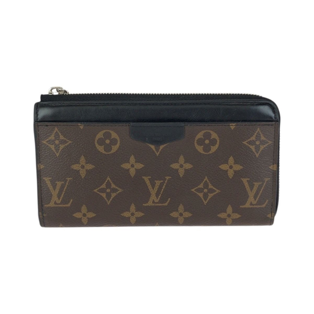 Louis Vuitton Monogram Macassar Zippy Dragonne Brown Black Silver Wallet