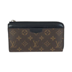 Louis Vuitton Monogram Macassar Zippy Dragonne Brown Black Silver Wallet