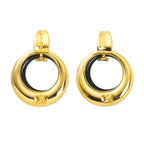 Celine Onyx Earrings 18k YG Yellow Gold 750 Clip on