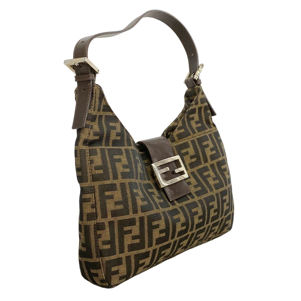 Fendi Handbag Zucca Nylon Canvas Brown Silver — view 2