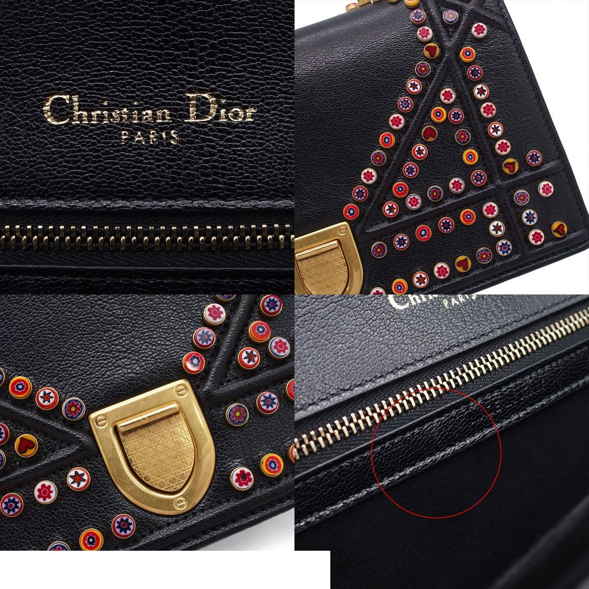 Dior Diorama Black Leather Small Murine Studs Chain Shoulder Bag — view 6