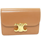 Celine Card Case Business Holder With Triomphe Flap Shiny Calfskin Bronze — view 2