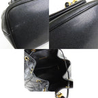 Chanel Backpack Black Gold Caviar Leather Quilted CC Logo — view 5