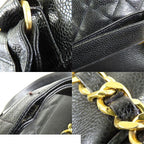 Chanel Backpack Black Gold Caviar Leather Quilted CC Logo — view 7