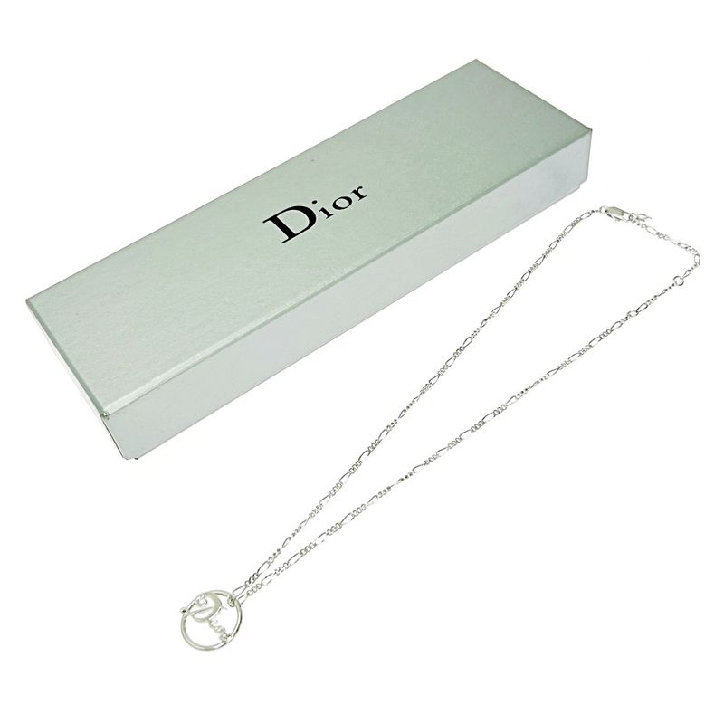 Christian Dior Logo Circle Necklace Silver — view 9