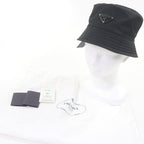 Prada Triangle Logo Plate Re-Nylon Bucket Hat Black S — view 2