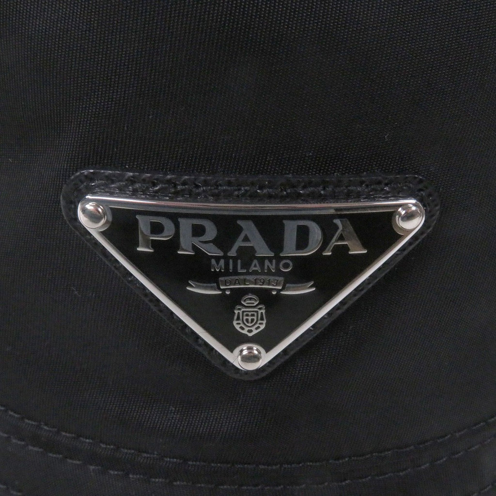 Prada Triangle Logo Plate Re-Nylon Bucket Hat Black S — view 6