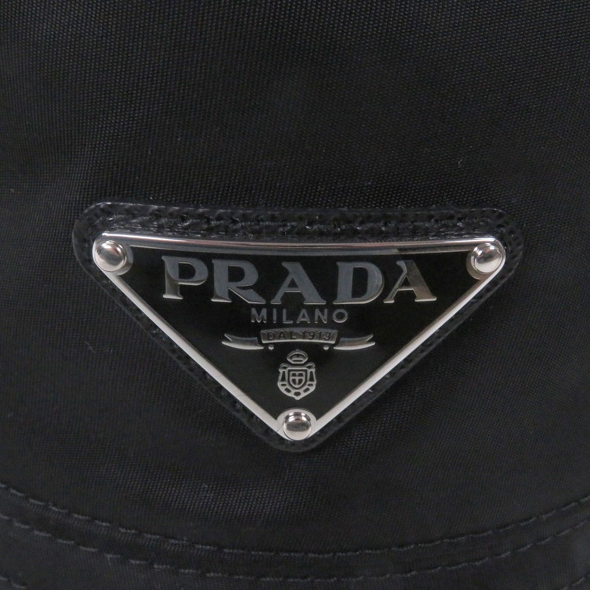 Prada Triangle Logo Plate Re-Nylon Bucket Hat Black S — view 6