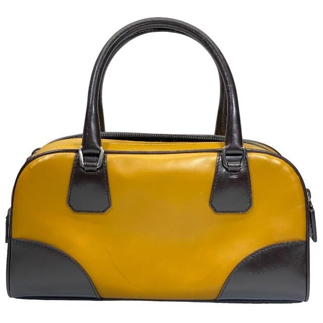 Prada Bow Sling Bag Tote Handbag Logo Leather Yellow Brown — view 2