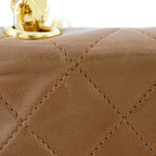 Chanel Quilted Plastic Handle Vintage Lambskin Beige Handbag — view 7