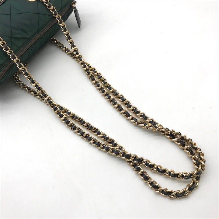 Prada Nylon Quilted Chain Shoulder Bag Green — view 7