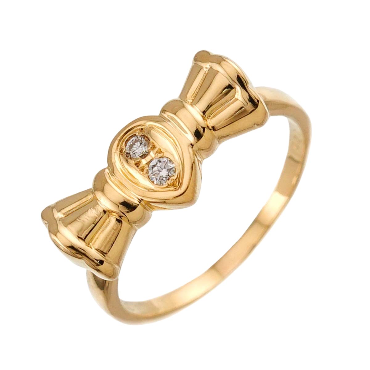 Dior Ring Diamond 18k YG Yellow Gold 750 Ribbon