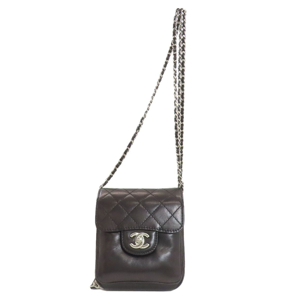 Chanel Chain Shoulder Quilted Silver Bag Lambskin