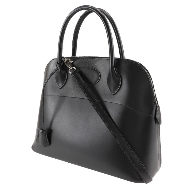Hermes Bolide 31 Box Calf Black Silver Hardware D Handbag — view 2