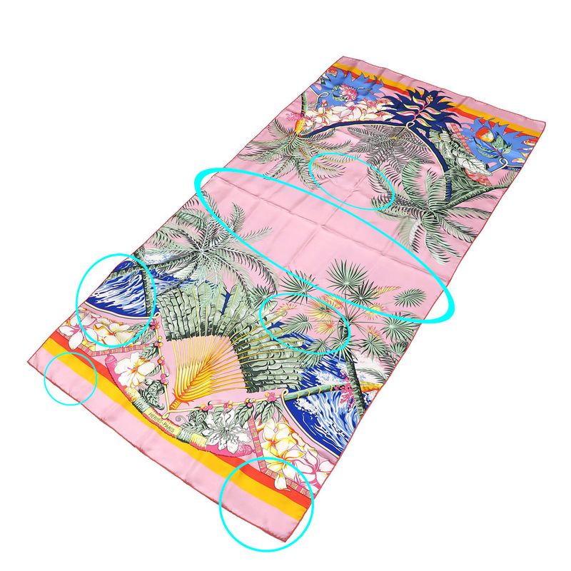 Hermes Rectangle Aloha Pink 100% Silk Scarf Large Accessory — view 3