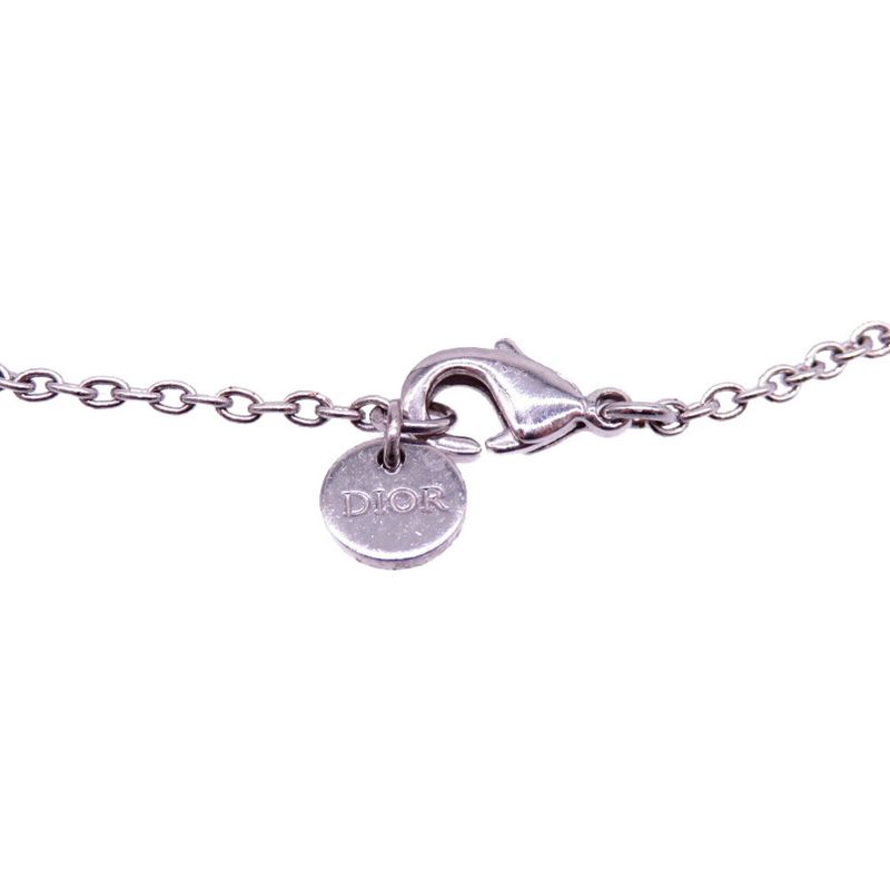 Christian Dior Cles D-lune CD Logo Bracelet Metal Rhinestone Silver 0089 — view 4