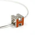 Hermes Cage Ash Necklace Cube Silver Orange