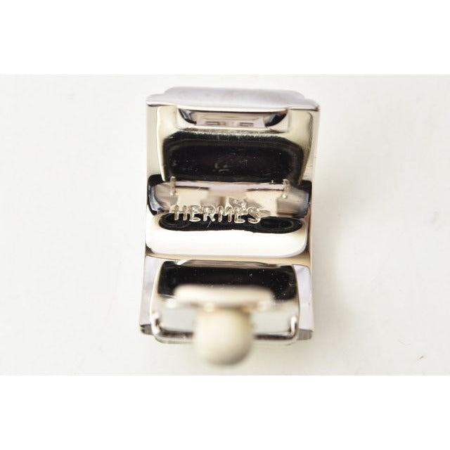 Hermes Earrings Emile Cloisonne Light Green Silver — view 3