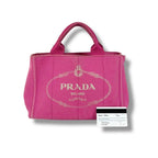Prada Mini Tote Canapa Handbag Pink Canvas Triangle Logo