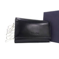 Prada Key Case Black Leather Silver Key Holder