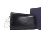 Prada Key Case Black Leather Silver Key Holder