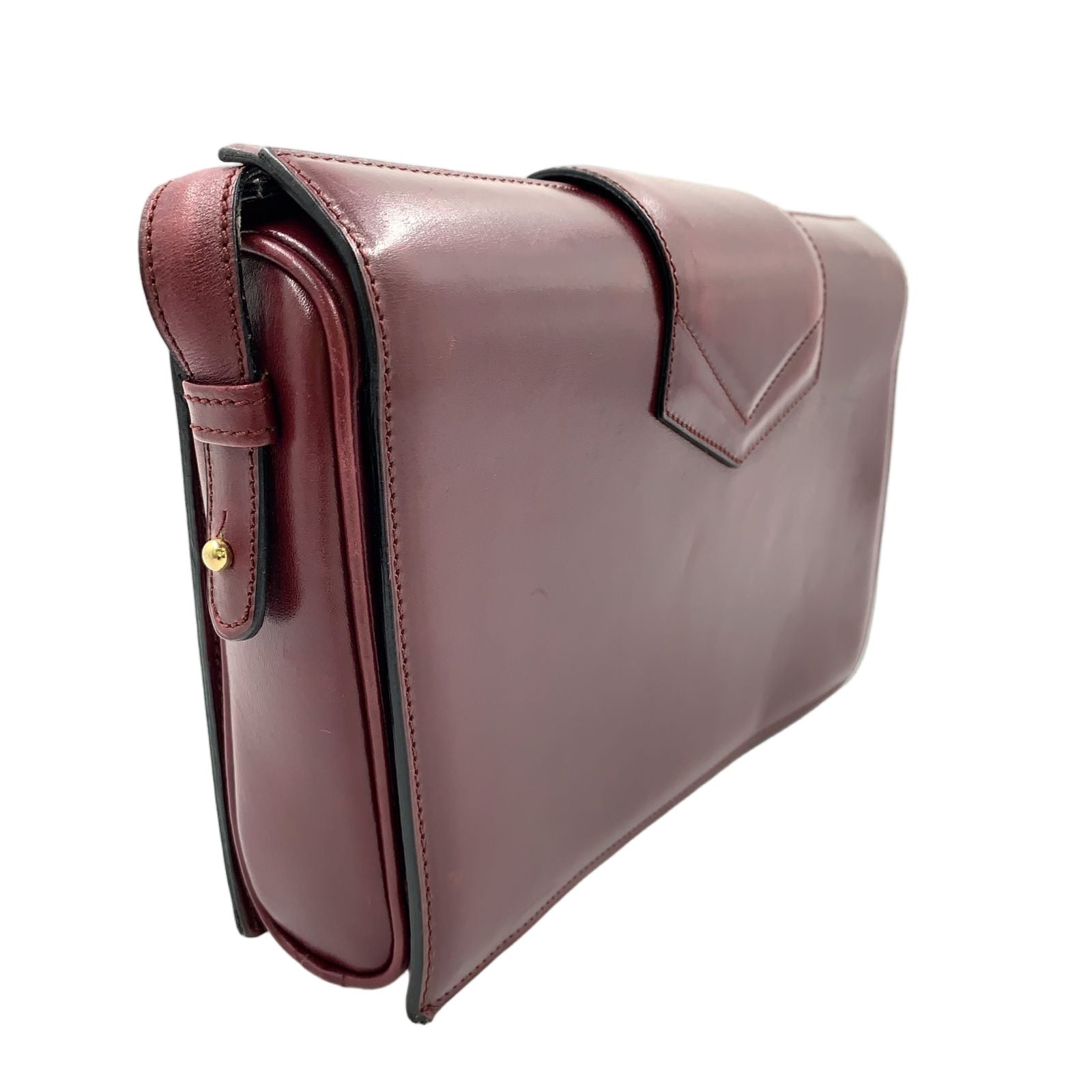 Celine Vintage Leather Bordeaux Shoulder Bag Gold — view 2