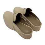 Hermes Karya Sandals Shoes Leather Wood Beige Studded Mules Sabot — view 4